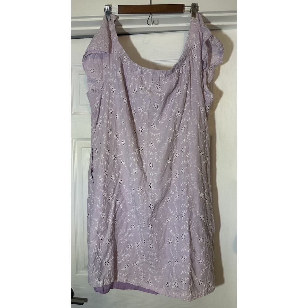 Lane Bryant Short sleeve convertible off shoulder dress 100% cotton 22-24 Purple - Picture 3 of 10